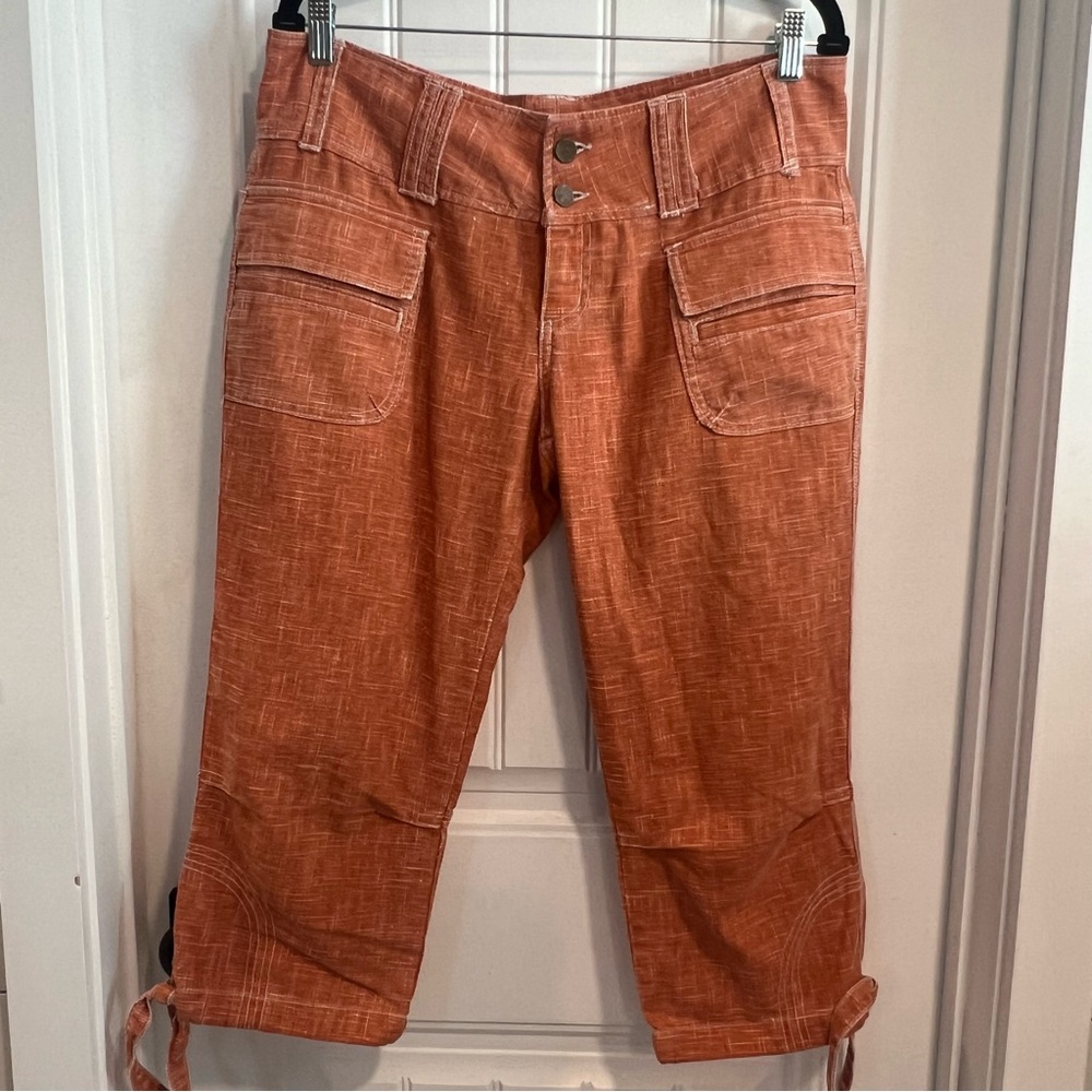 Pure Color ‘Cosmo’ Gorpcore Burnt Orange 100% Ramie‎ Capris for Women. Size 30.